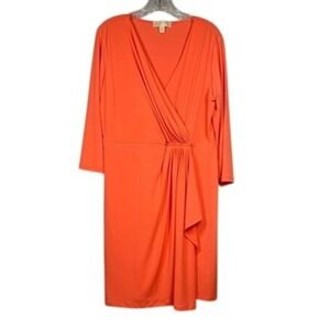 Michael Kors MK Faux Wrap Dress- Orange Size Large